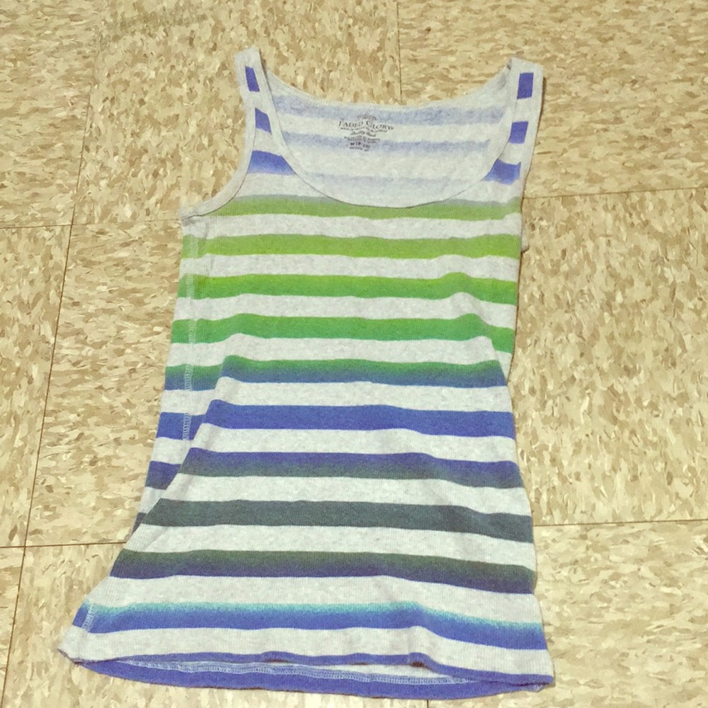 M faded glory green and blue striped Tank top